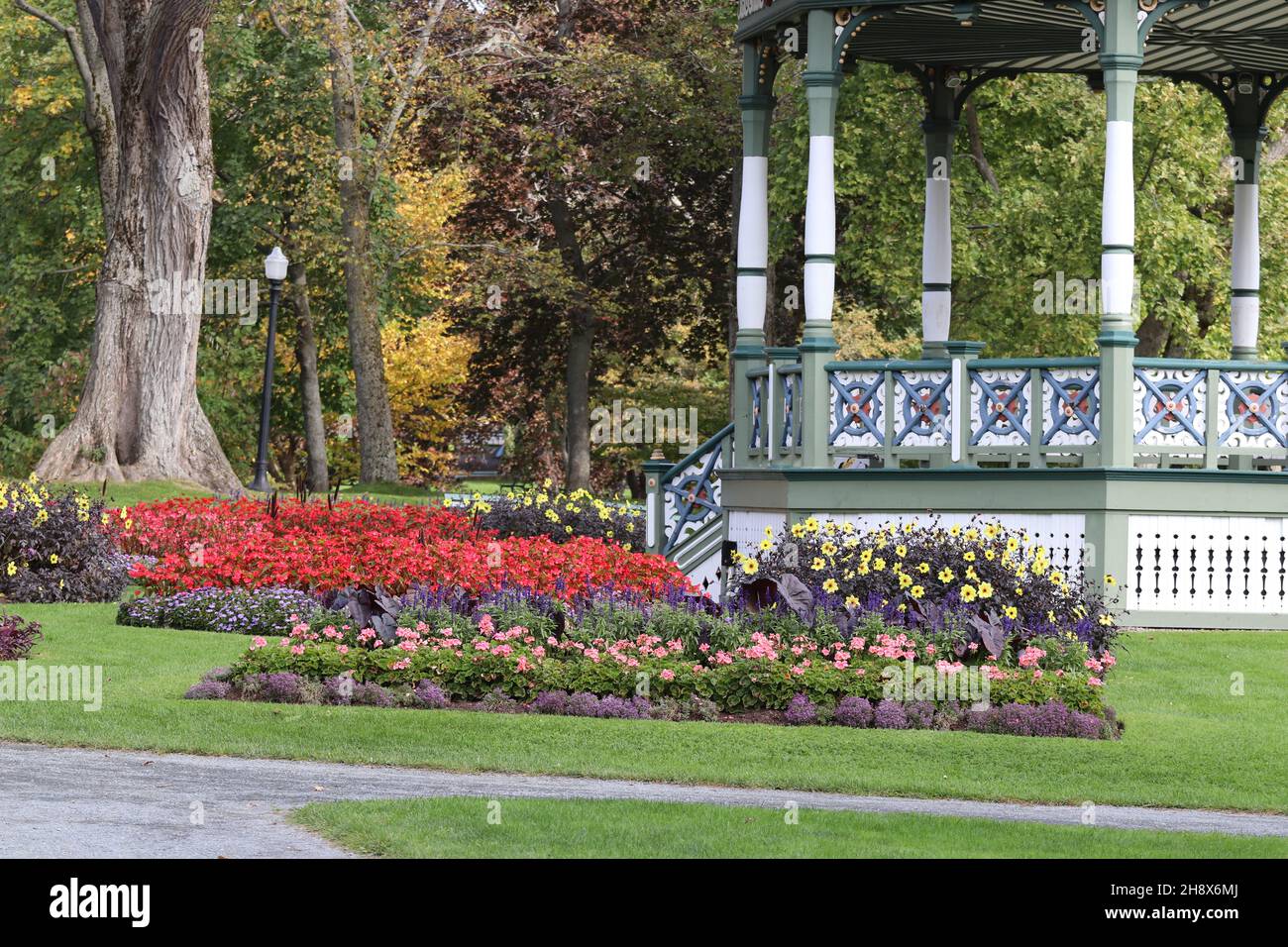 Beautiful flowers and bushes in the gardens of Halifax, Canada Stock
