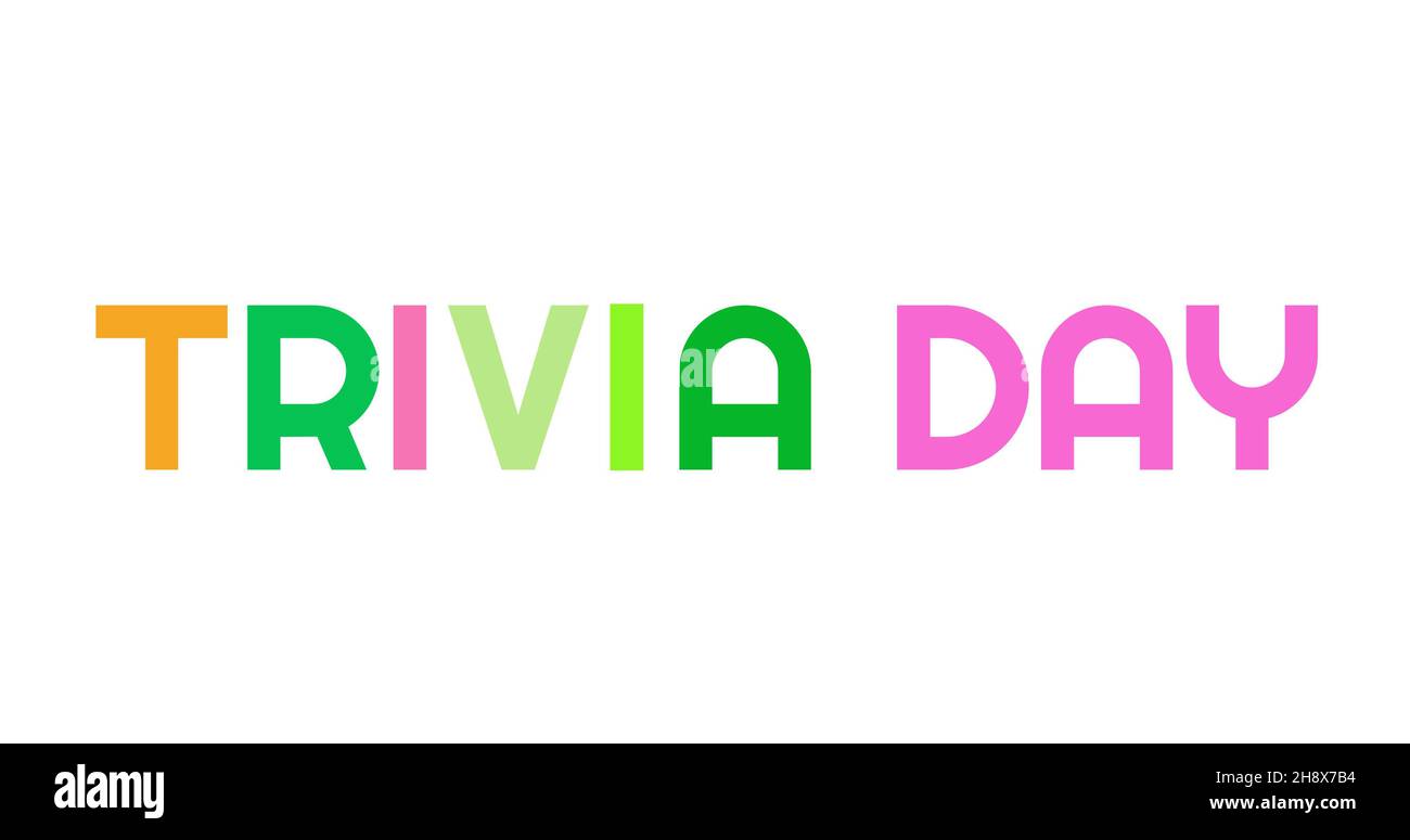 Multi colored trivia day text on white background with copy space Stock Photo