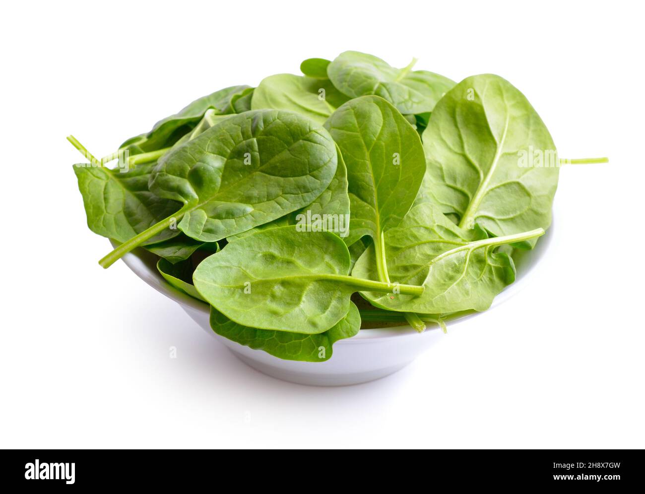 Fresh bunch of spinach in the bowl. Isolated on White background Stock ...