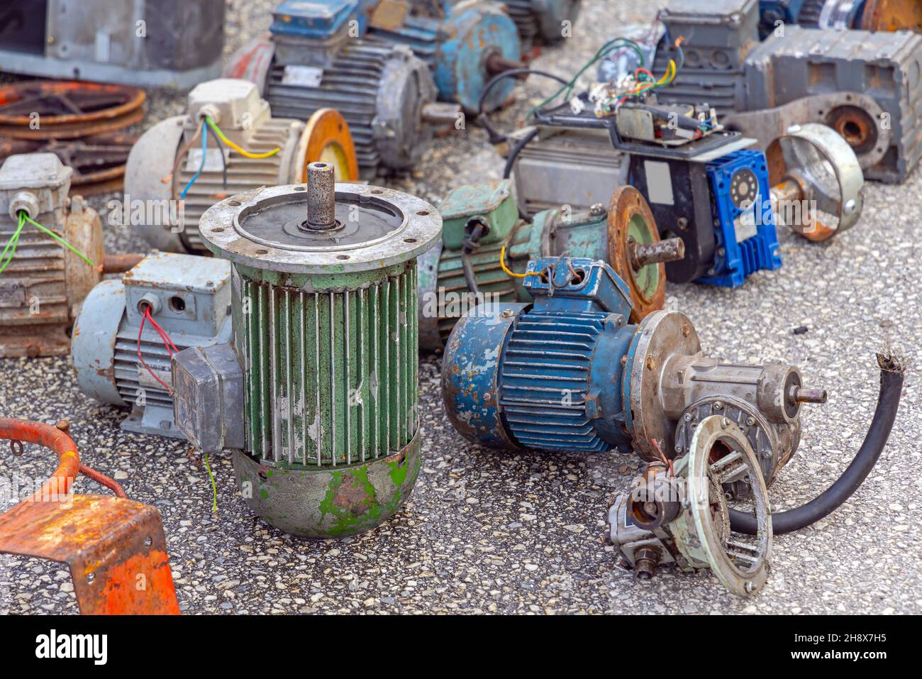 Old Electric Motors for Scrap Metal Recycling Stock Photo Alamy