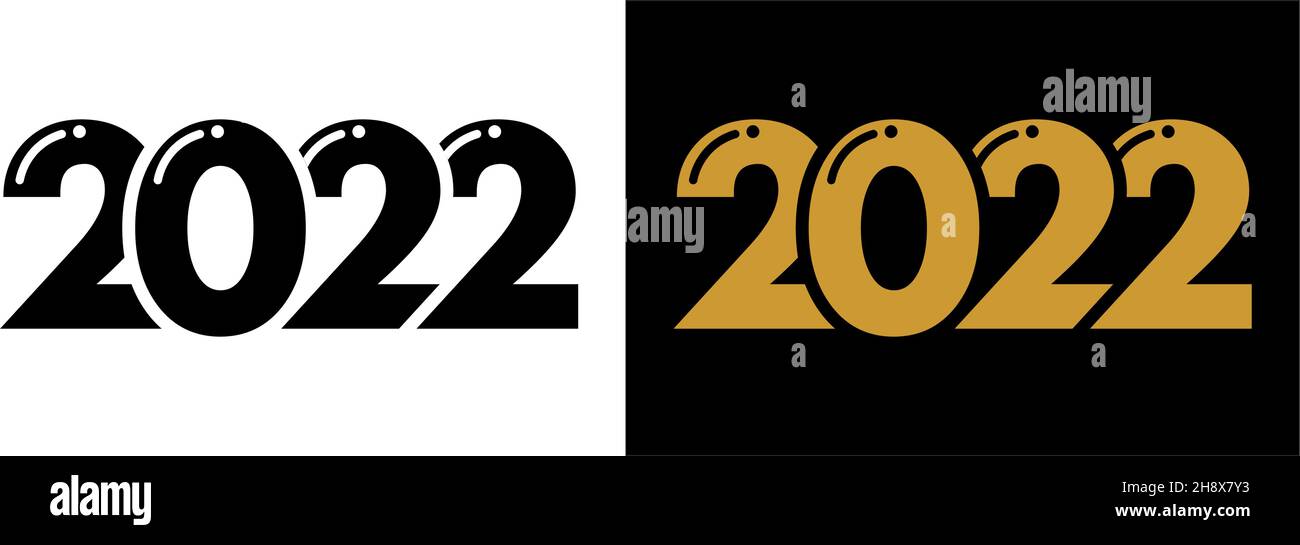 2022 writing numbers on transparent and black background. Vector Stock Vector