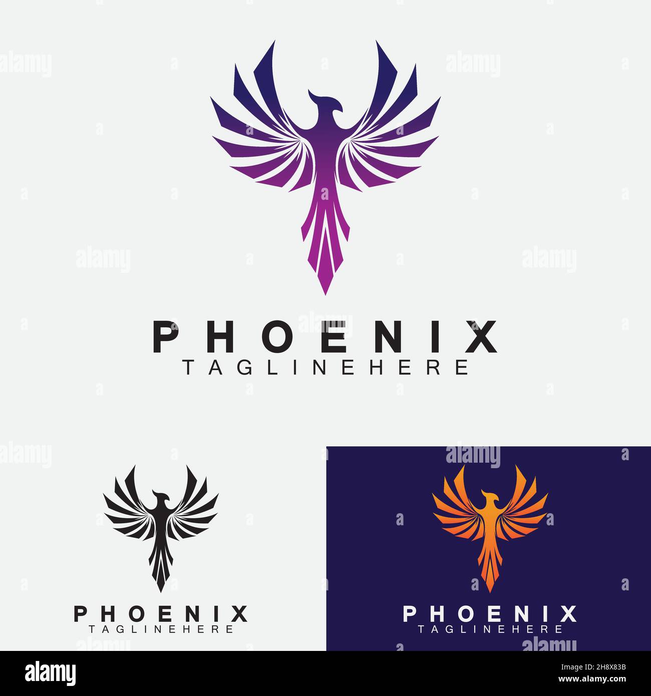 Phoenix logo Vector Illustration Design Template Stock Vector