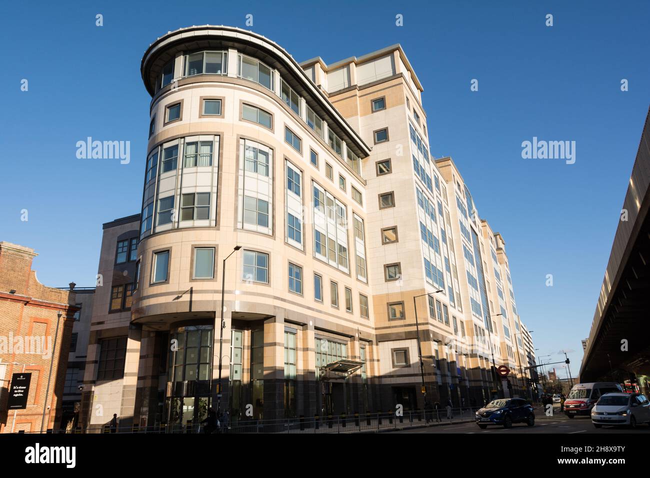 Office buildings on Hammersmith Broadway, Hammersmith, London, England, U.K. Stock Photo