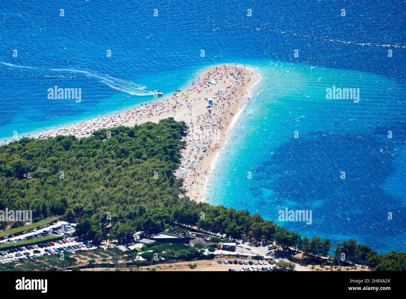 Aerial View Of Zlatni Rat Beach In Bol Croatia Stock Photo Alamy