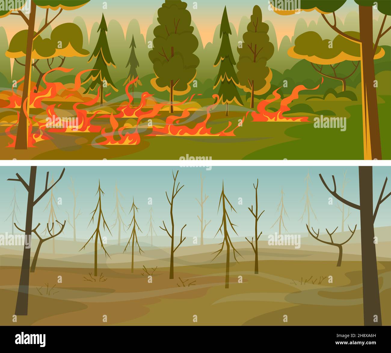 Fire damaged trees Stock Vector Images - Alamy