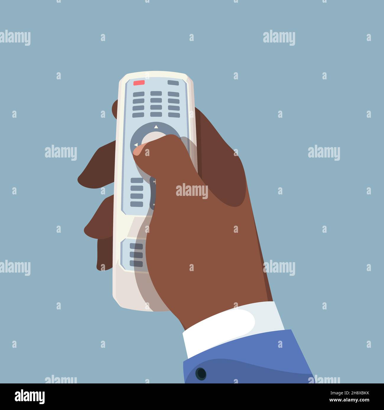 Tv controller in hand. Remote controller for home appliances technic controllers garish vector concept picture Stock Vector
