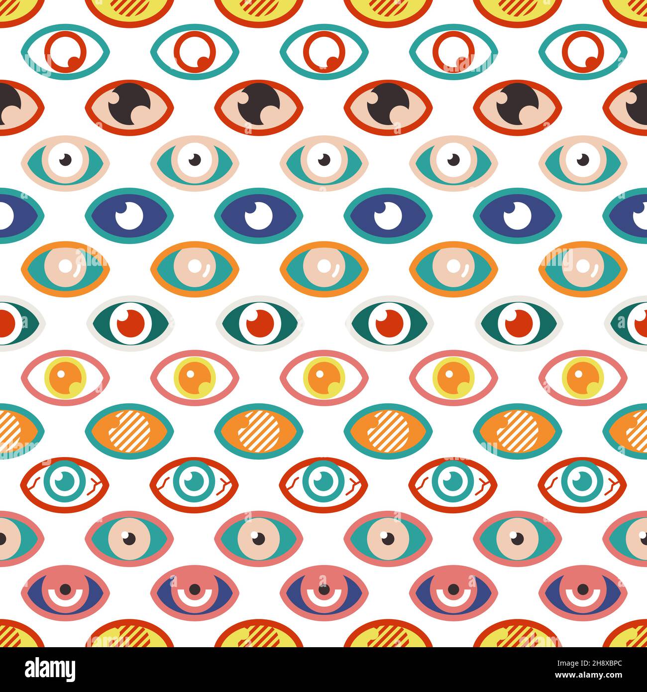 Abstract eye pattern. Color eyes, occult geometric seamless texture