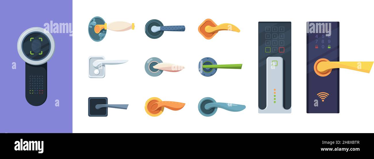 Digital handle doors. Steel and wooden doors handles for living rooms