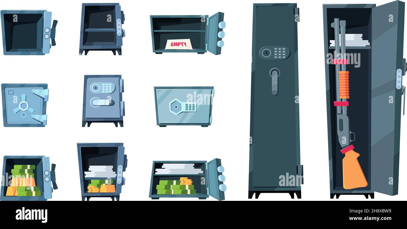 Safe deposit for money. Steel safety box for gold coins cash dollars