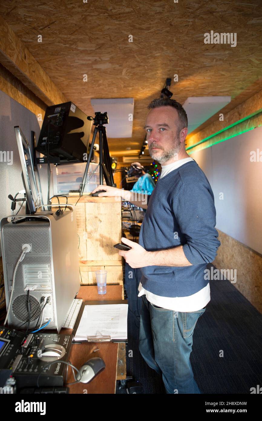 Station manger Adrian Newman at Reprezent radio station at Pop Brixton in  Brixton in south London Stock Photo - Alamy