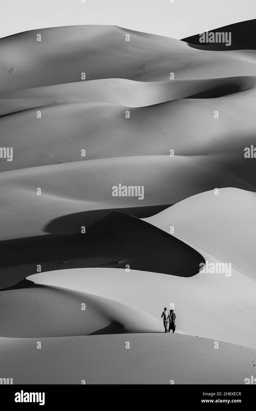 lonley people in the desert of sahara Stock Photo