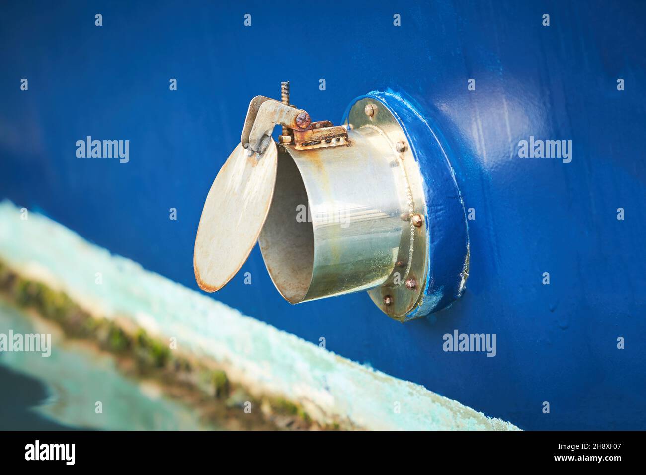 Scupper hole for water drainage water from main deck of the boat Stock Photo Alamy