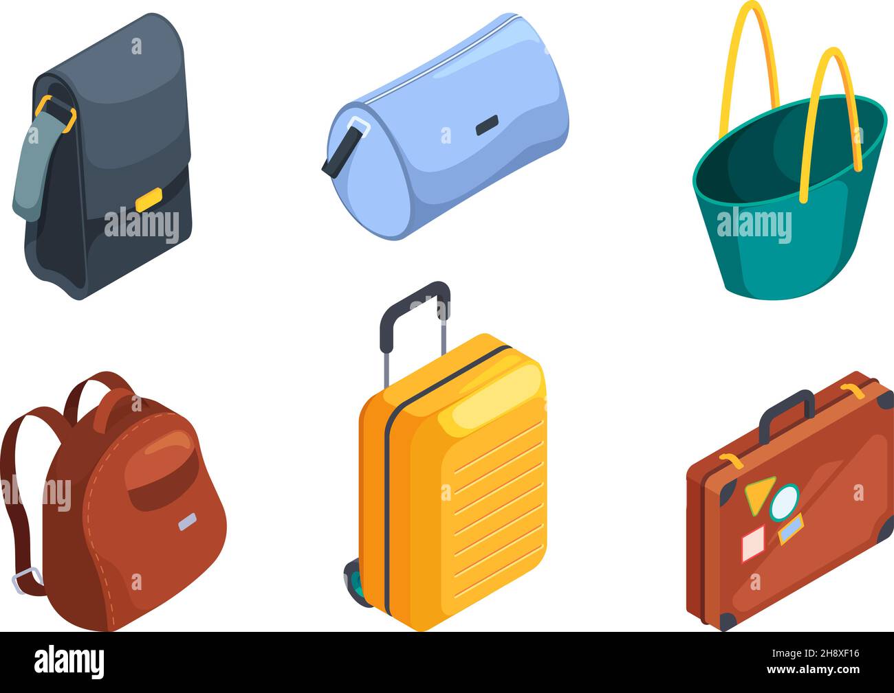 Travel bag isometric. Suitcases collection luggage collection for