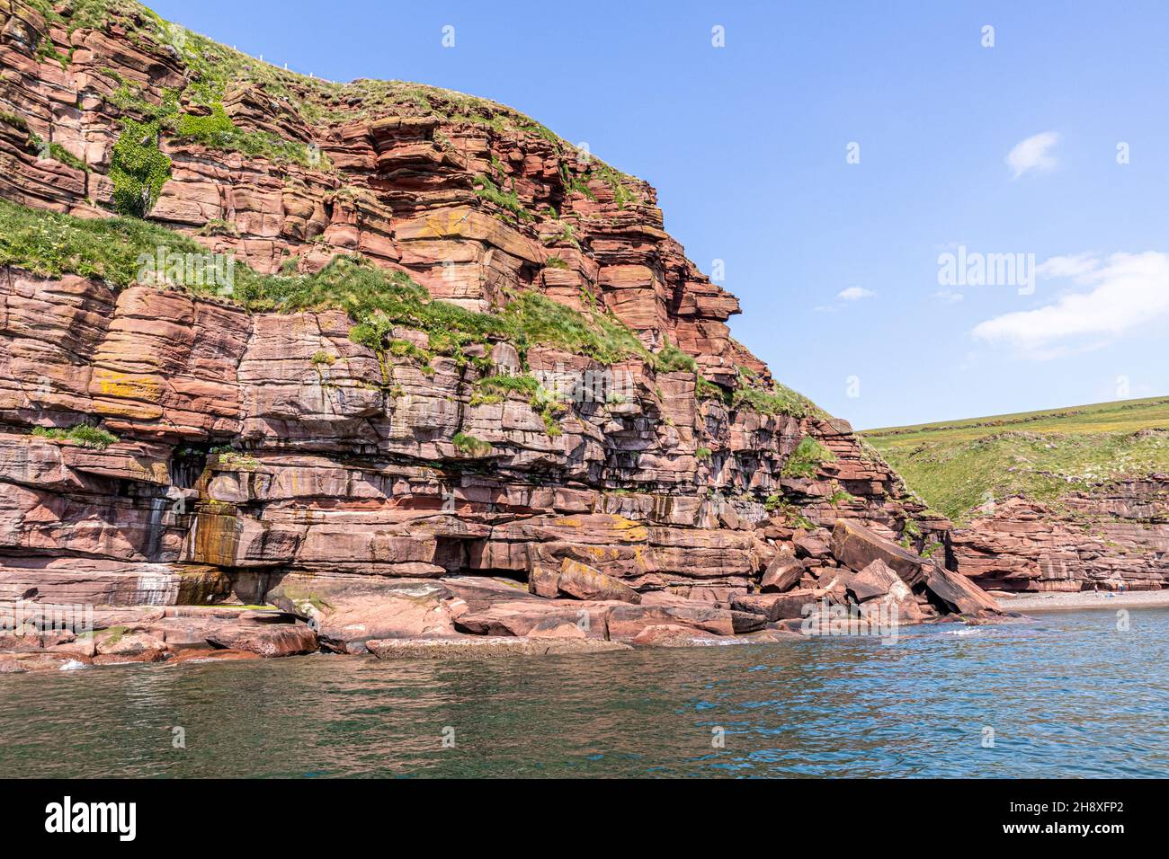 The sandstone cliffs of St Bees Head, Cumbria UK Stock Photo
