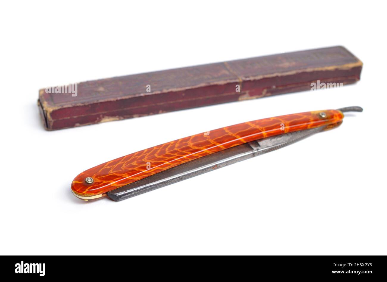 Old straight razor. Isolated Stock Photo Alamy