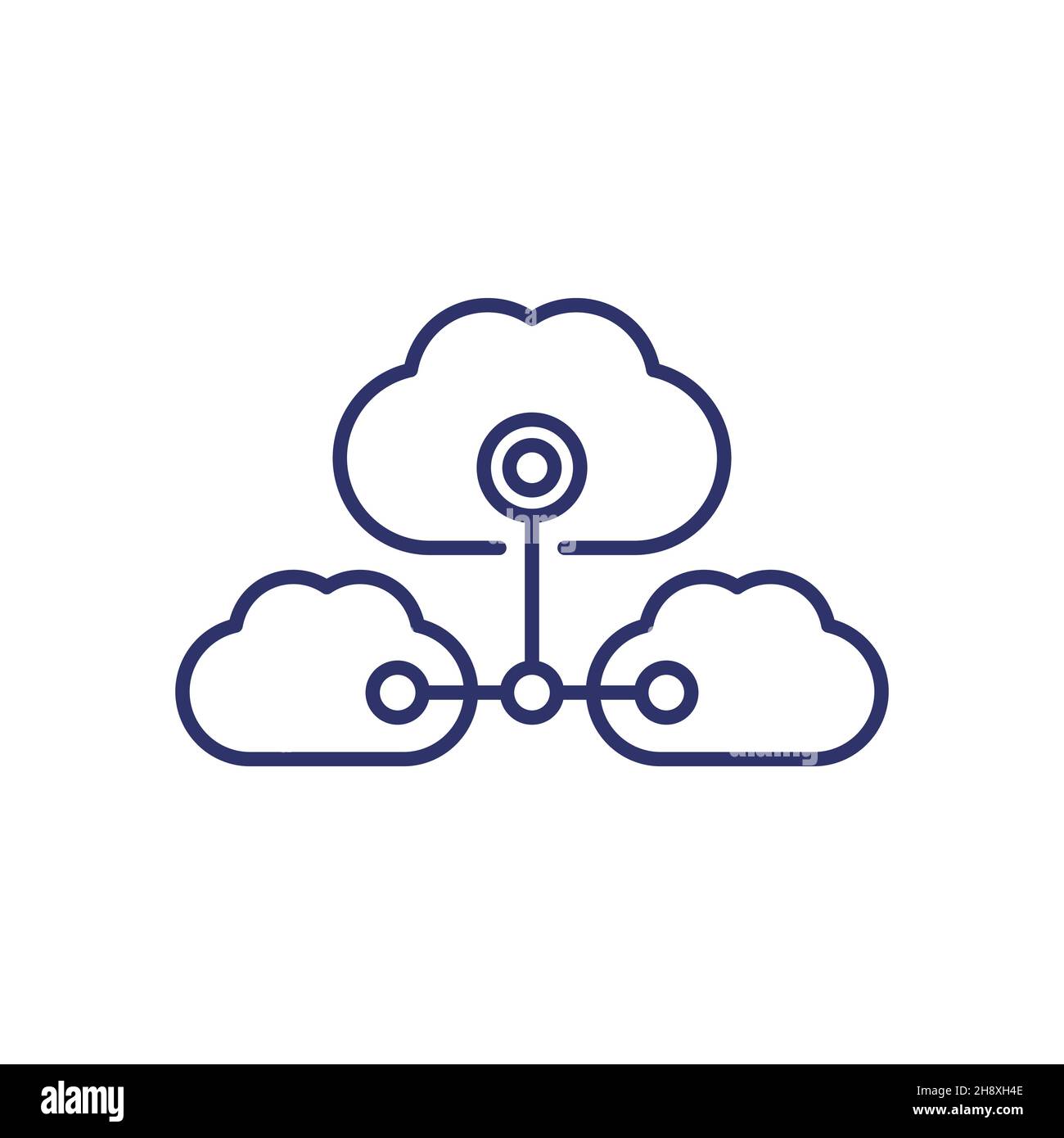 Cloud services, saas line icon Stock Vector