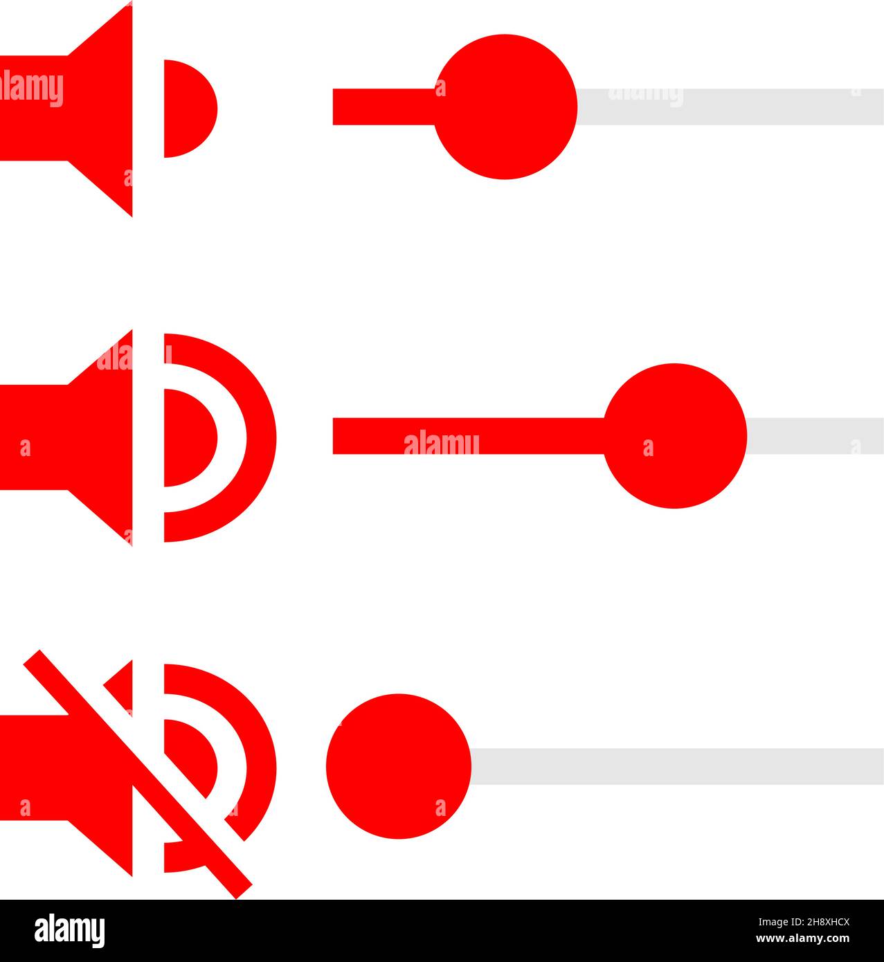 Sound volume button with slider icons. Audio control, speaker, loudspeaker symbol Stock Vector