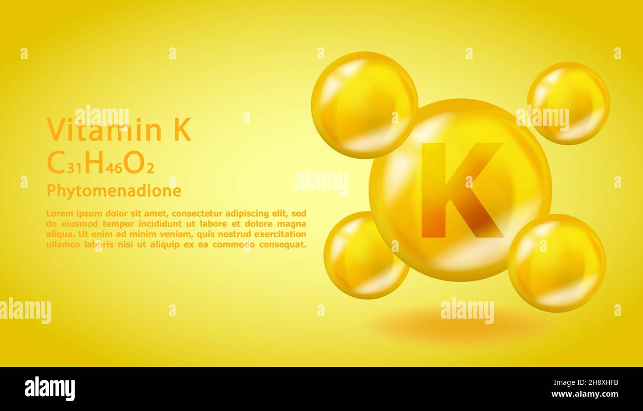 3D Vitamin molecule K Phylloquinone design. Realistic K Phylloquinone