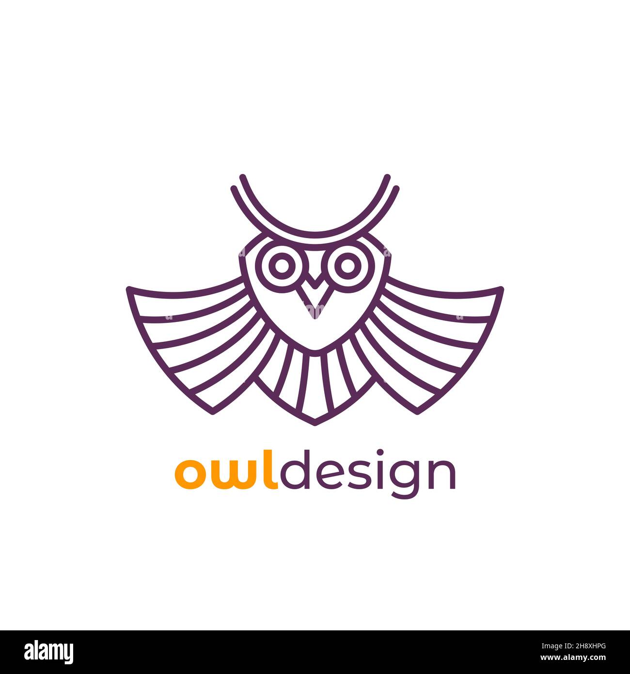 owl logo in line design, vector Stock Vector