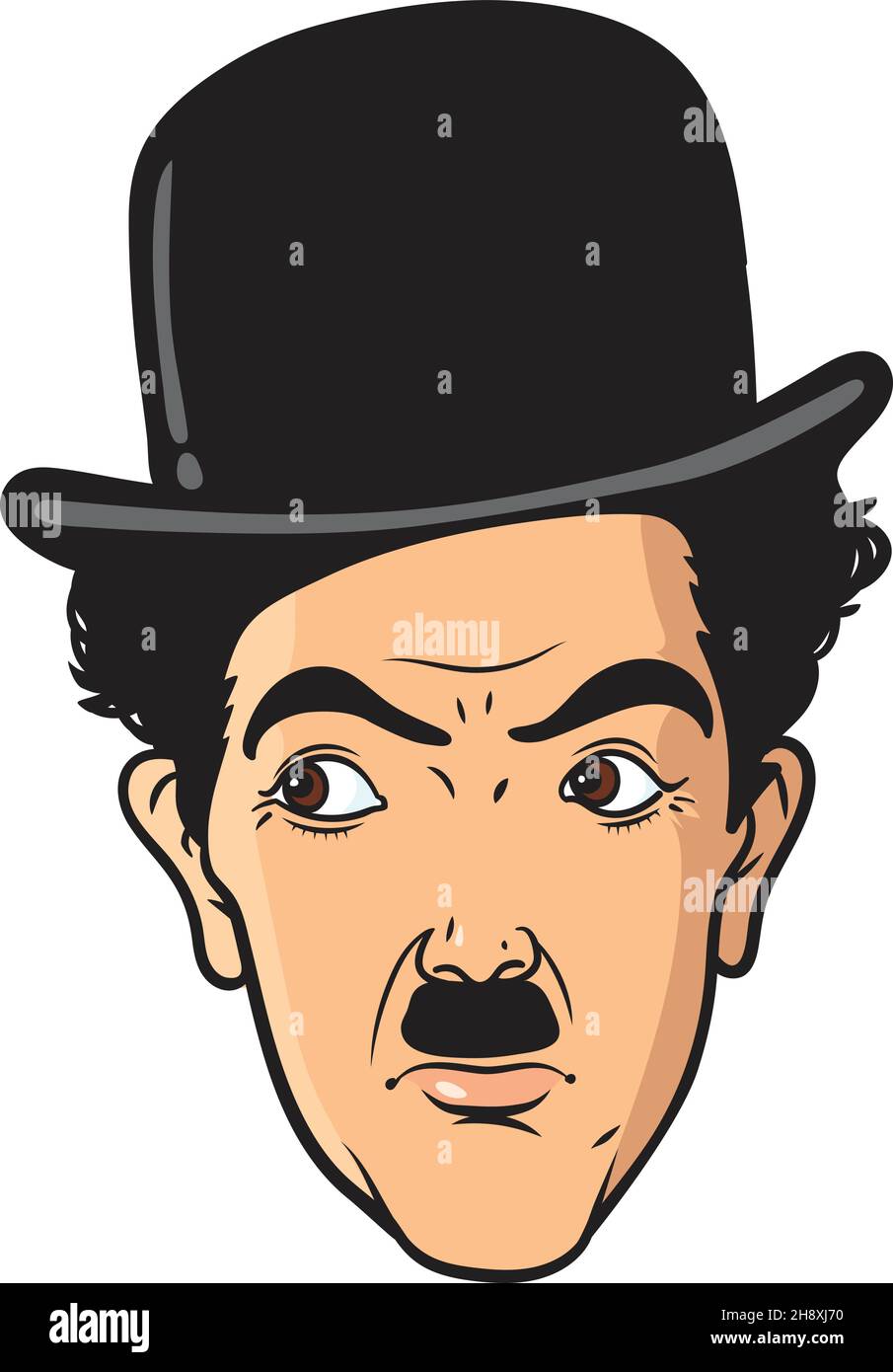 Charlie Chaplin portrait in line art vector. He was an English comic actor, film maker and composer who rose the fame in the era of silent Stock Vector