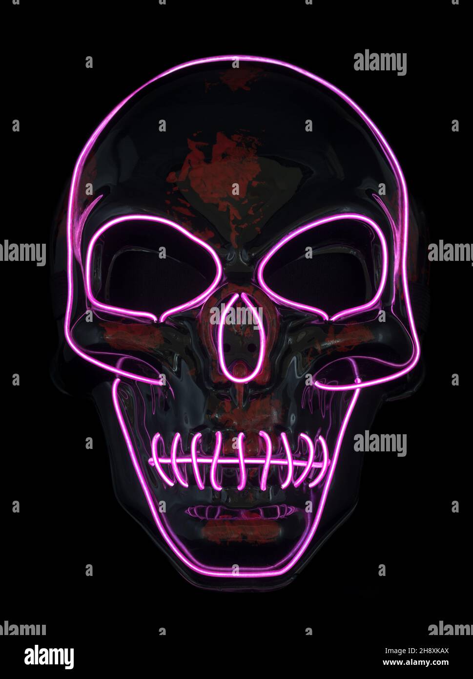 LED Light-Emitting Mask Isolated Against Black Background Stock Photo