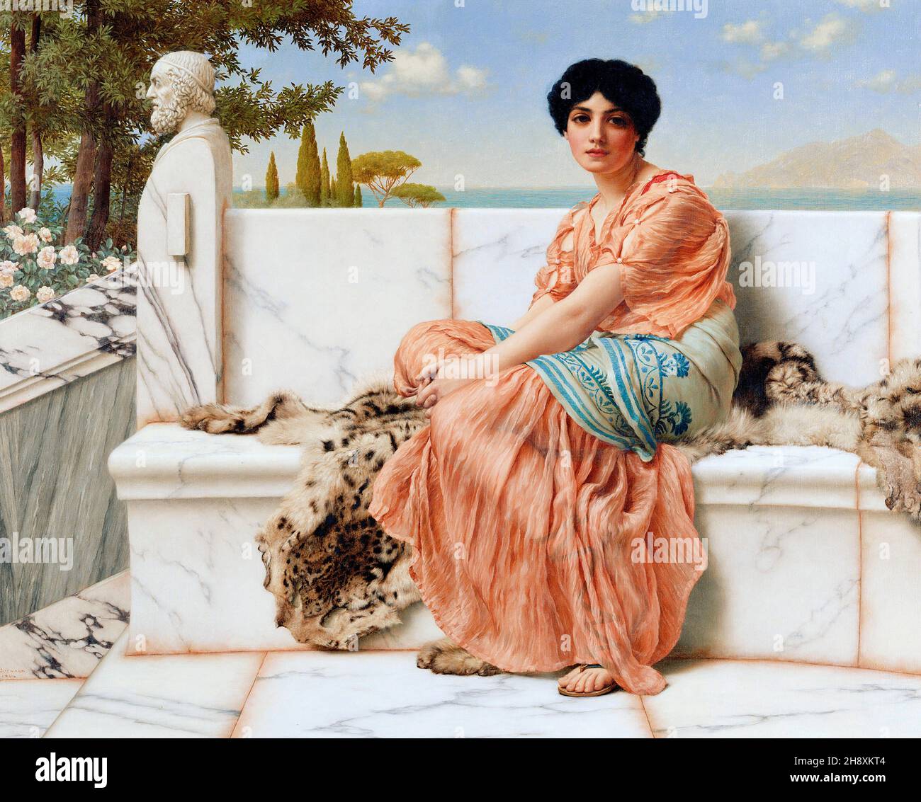 Reverie by the English painter, John William Godward (1861-1922), oil on canvas, ,1904 Stock Photo