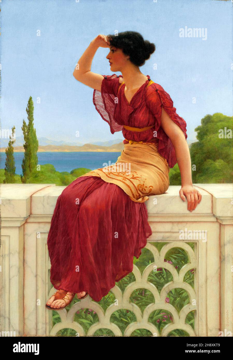 The Signal by the English painter, John William Godward (1861-1922), oil on canvas, 1899 Stock Photo