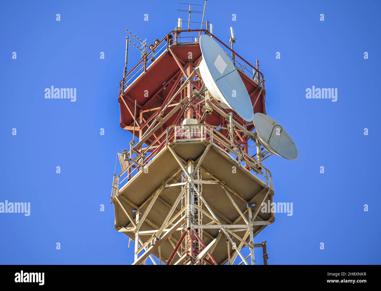 Turm, Fernmeldeantennen, Erice, Sizilien, Italien Stock Photo