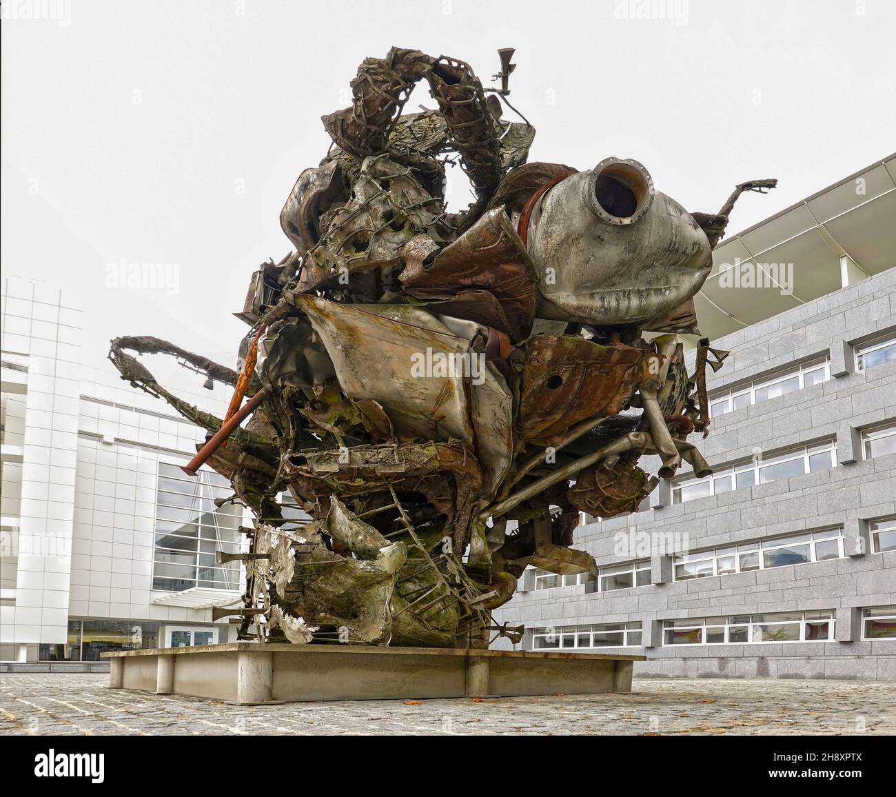 Luxembourg City, Luxembourg - September 2, 2020 – The Sarreguemines, a sculpture made from industrial recycled metal elements by the American artist F Stock Photo