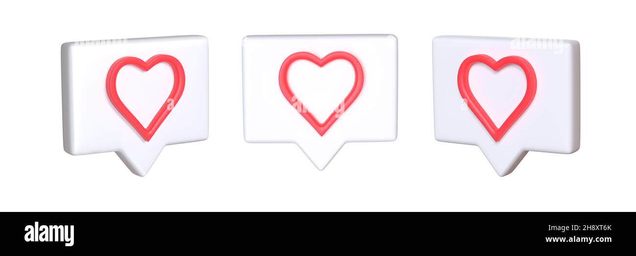 Set of heart icons isolated on a white background. 3d image Stock Photo ...