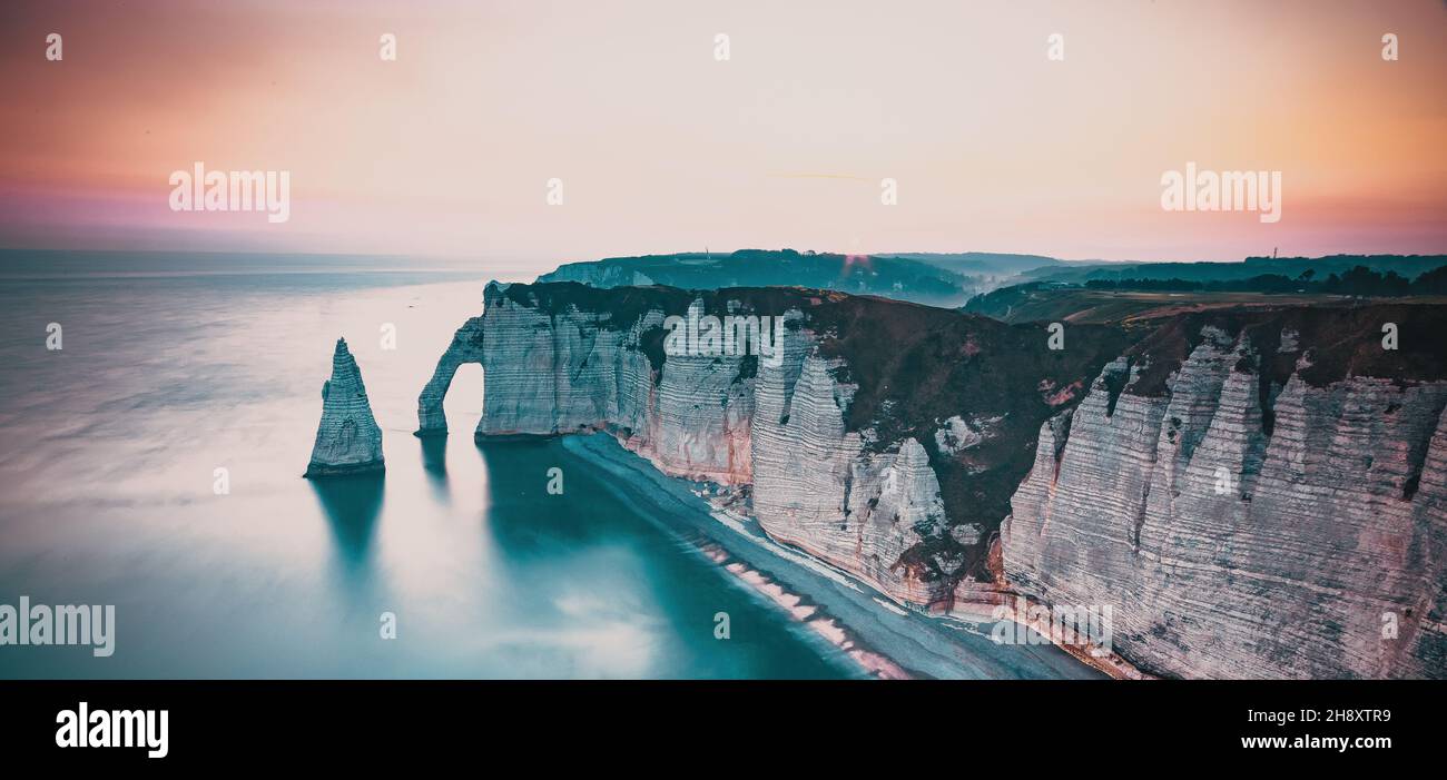 coastal landscape along the Falaise d'Aval the famous white cliffs of ...