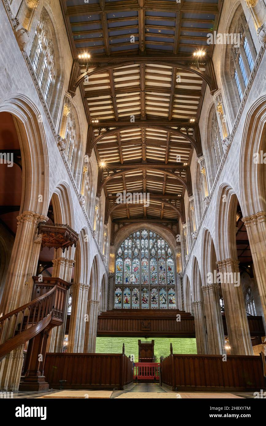 Nave in the university church of St Mary the Virgin, Oxford, England Stock Photo