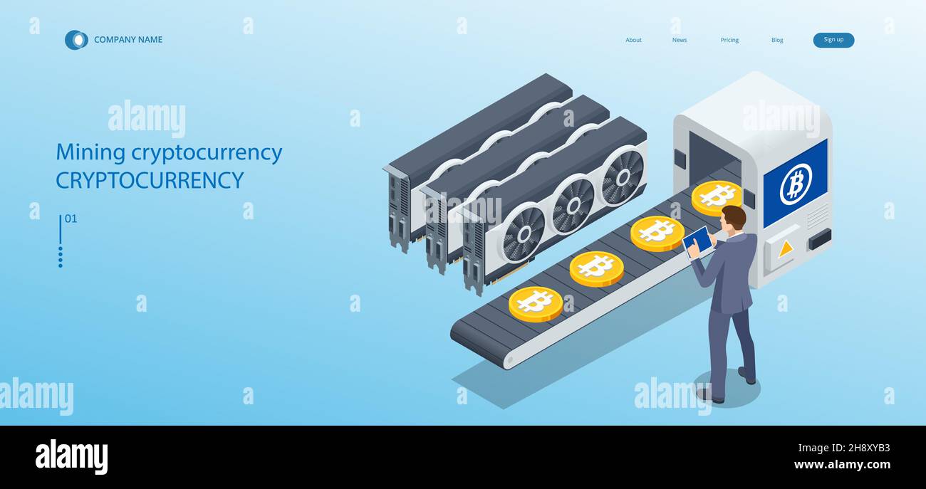 Isometric Cryptomining farm concept. Cryptocurrency Mining Equipment. Mining  cryptocurrency Coin Using GPU Card Stock Vector Image & Art - Alamy