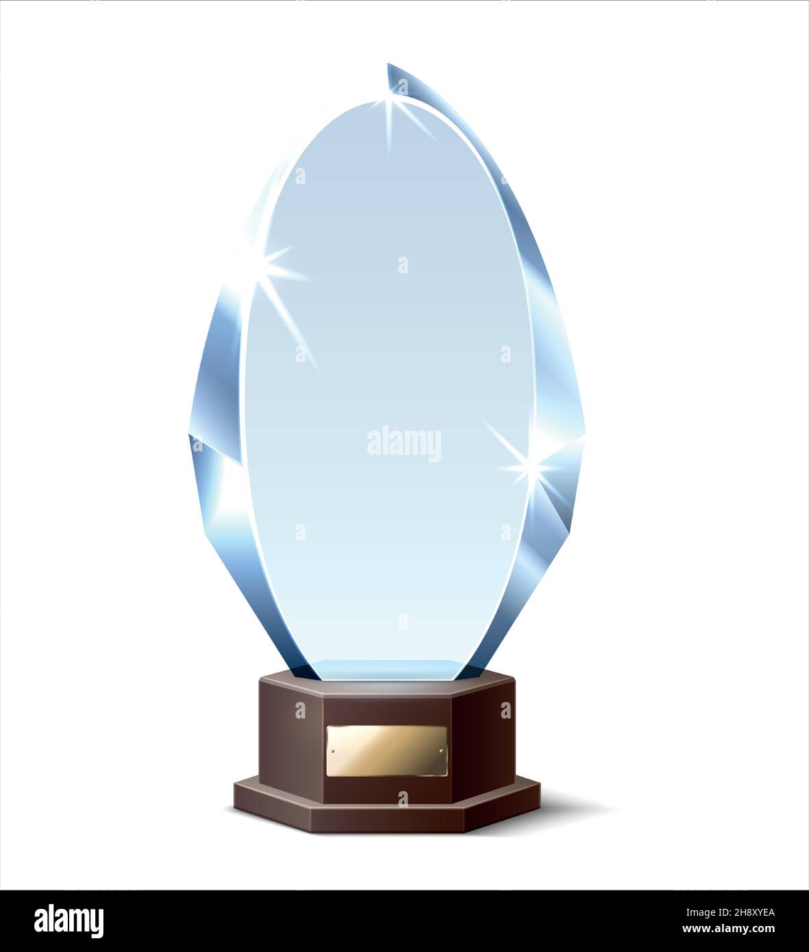 Glossy winner trophy. Crystal award prize. Realistic shiny glass