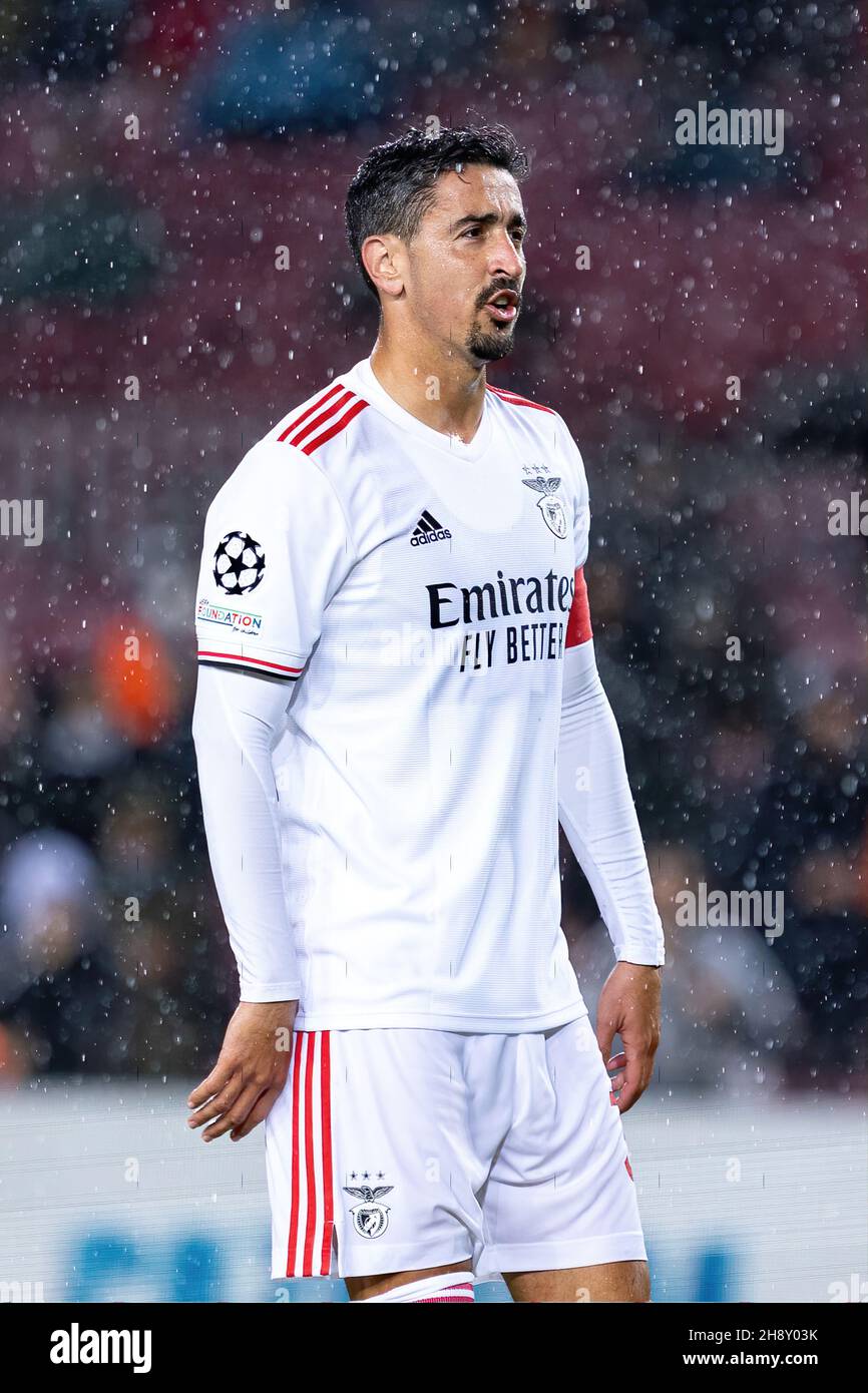 BARCELONA - NOV 23: Andre Almeida in action during the Uefa Champions League match between FC Barcelona and Benfica at the Camp Nou Stadium on Novembe Stock Photo