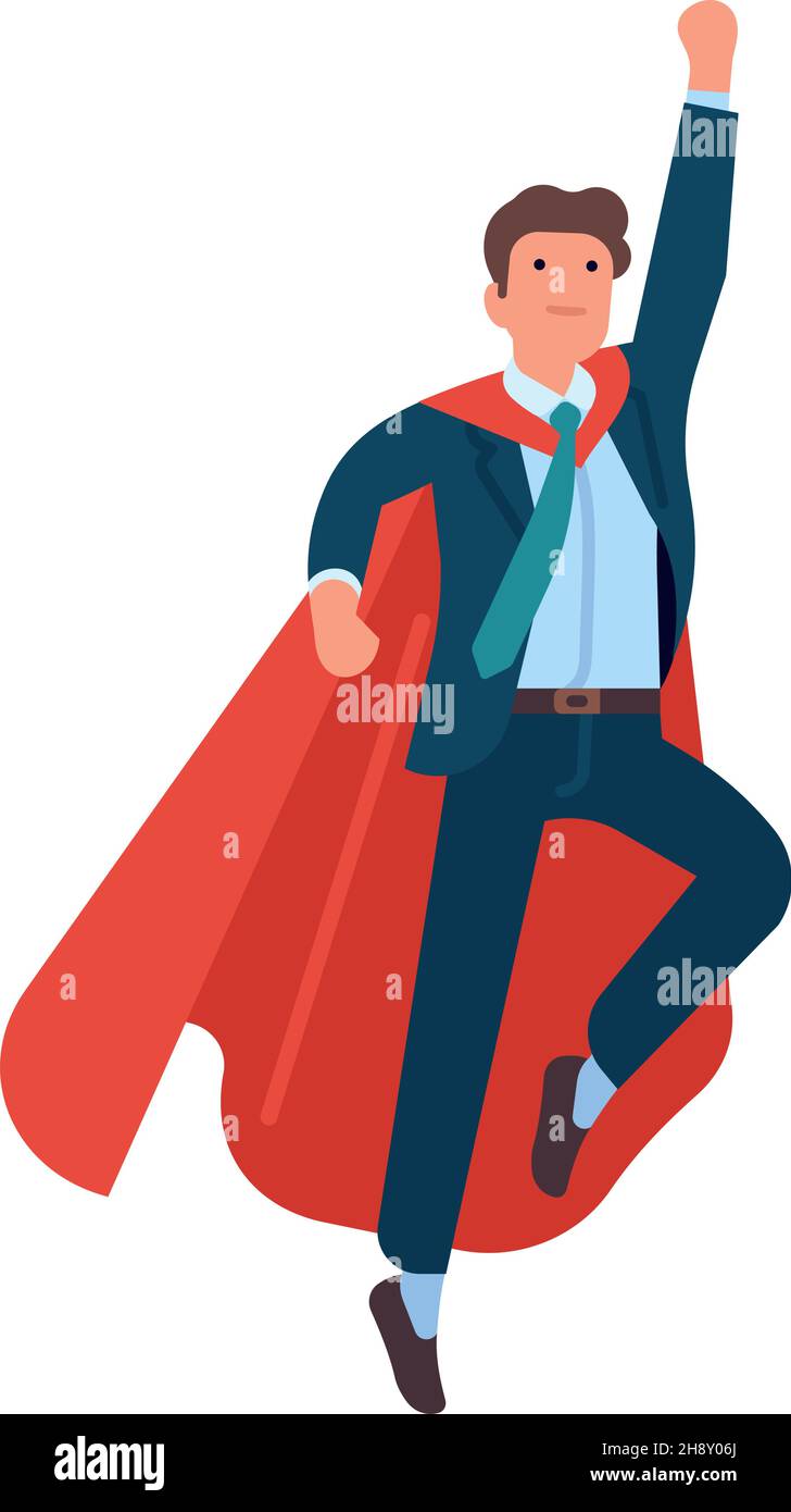 Man in superhero pose. Flying super businessman in cape. Vector  illustration Stock Vector Image & Art - Alamy