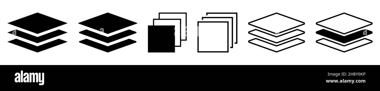 Layers icon collection. Line art and flat style. Design for web and ...