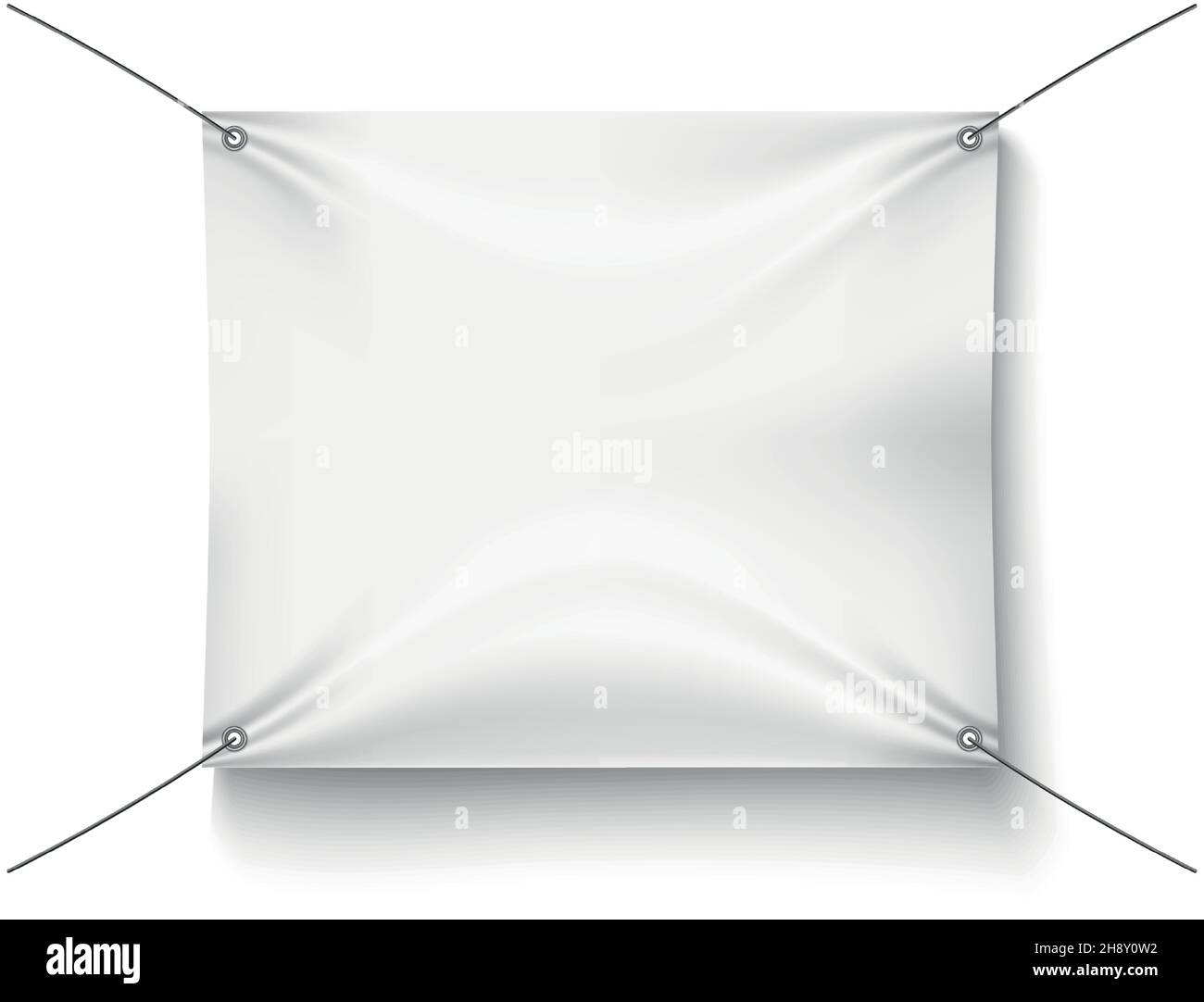 Blank vinyl banner. Realistic mockup for textile print ad isolated on white background Stock