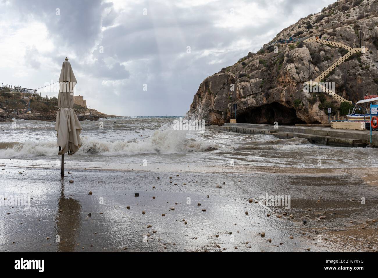 Stormy weather in October, Xlendi, Gozo, Malta, Europe Stock Photo