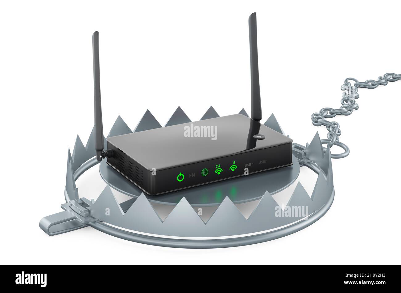 Bear trap with router, 3D rendering isolated on white background Stock ...