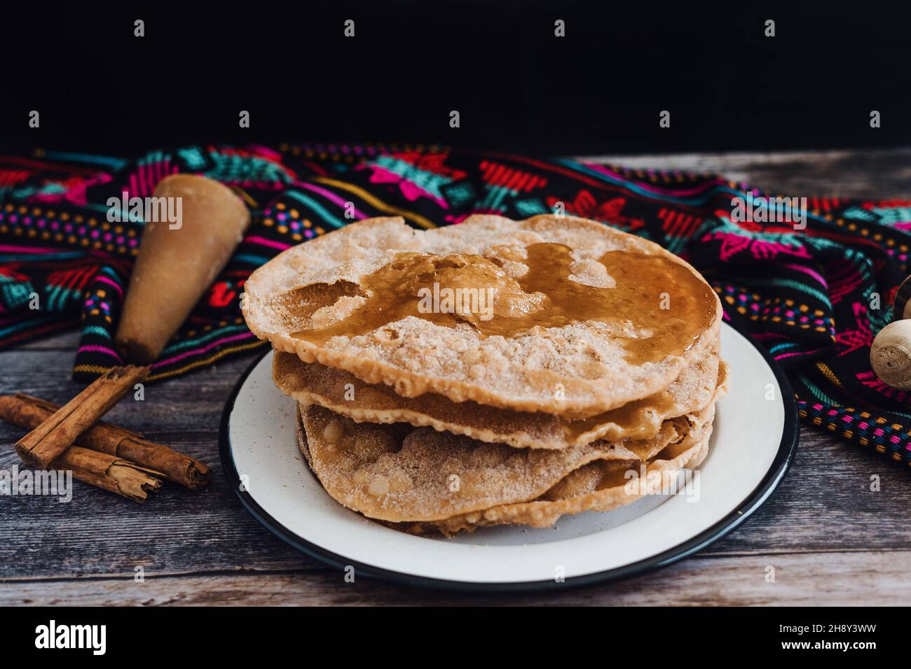 mexican buñuelos recipe and ingredients of traditional dessert for Christmas in Mexico Stock Photo