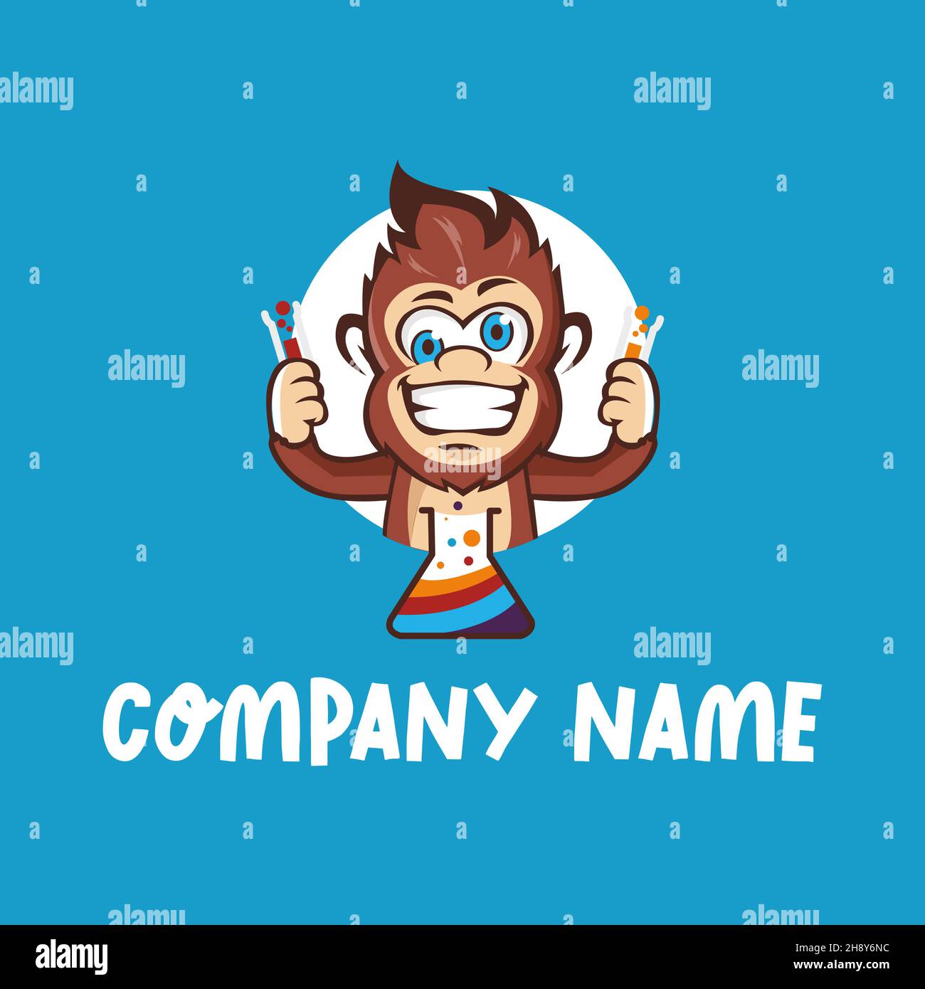 Crazy Monkey logo design illustration.Head of a monkey vector.Monkey Logo template. Stock Vector