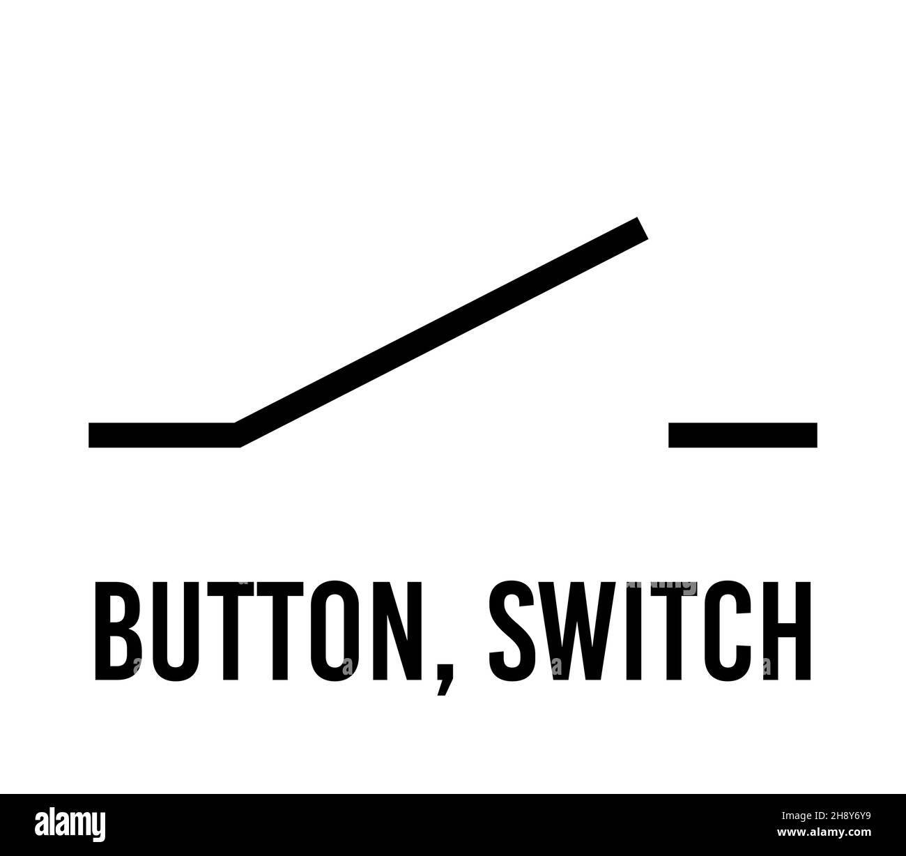 Button switch electronic component, vector icon flat design concept