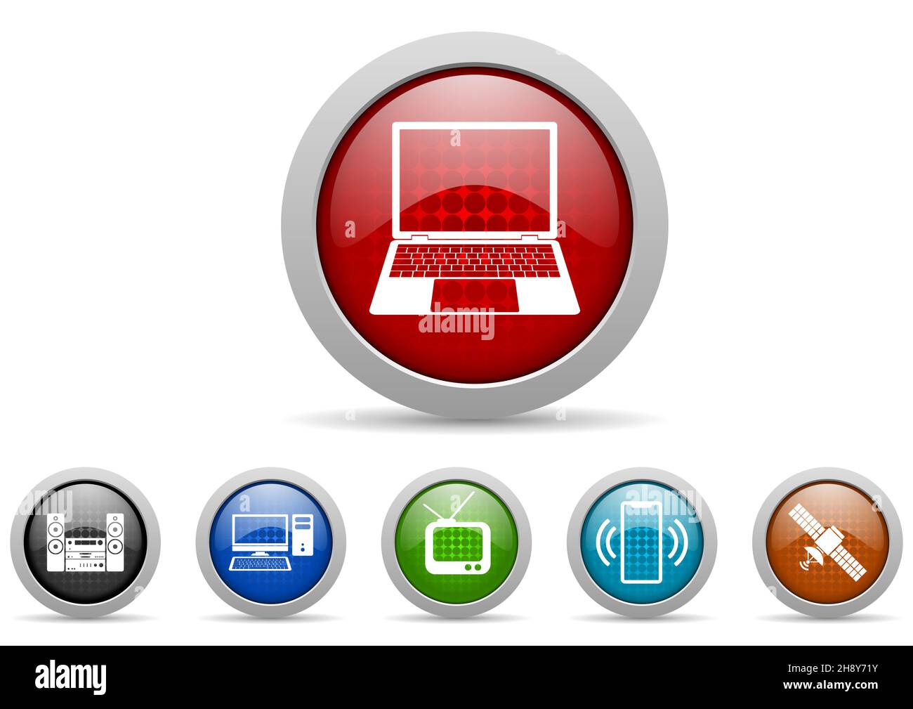 Technology concept icon set, computer and internet web buttons Stock ...