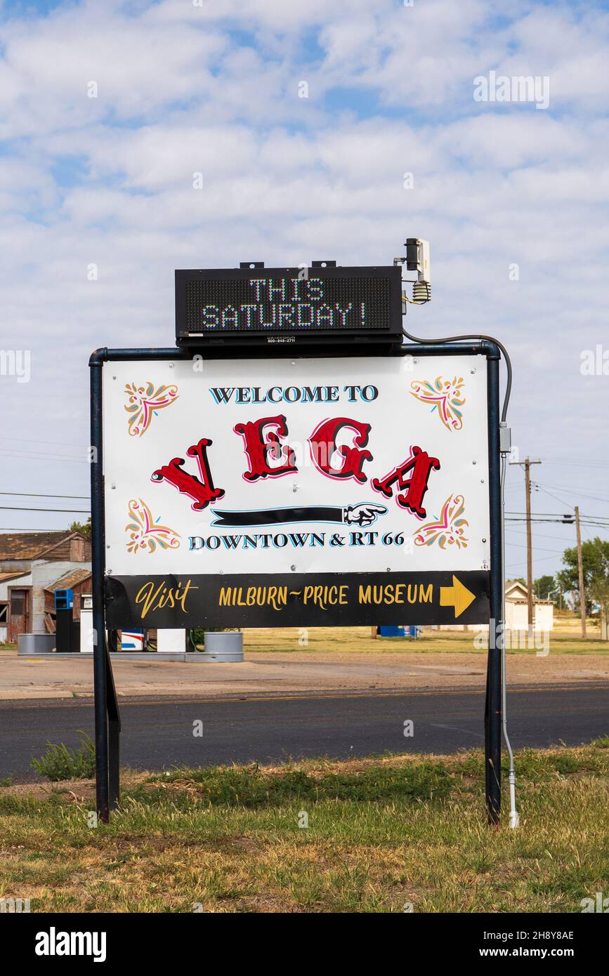 Vega, Texas Sept. 21, 2021 to Vega sign. Vega is a small