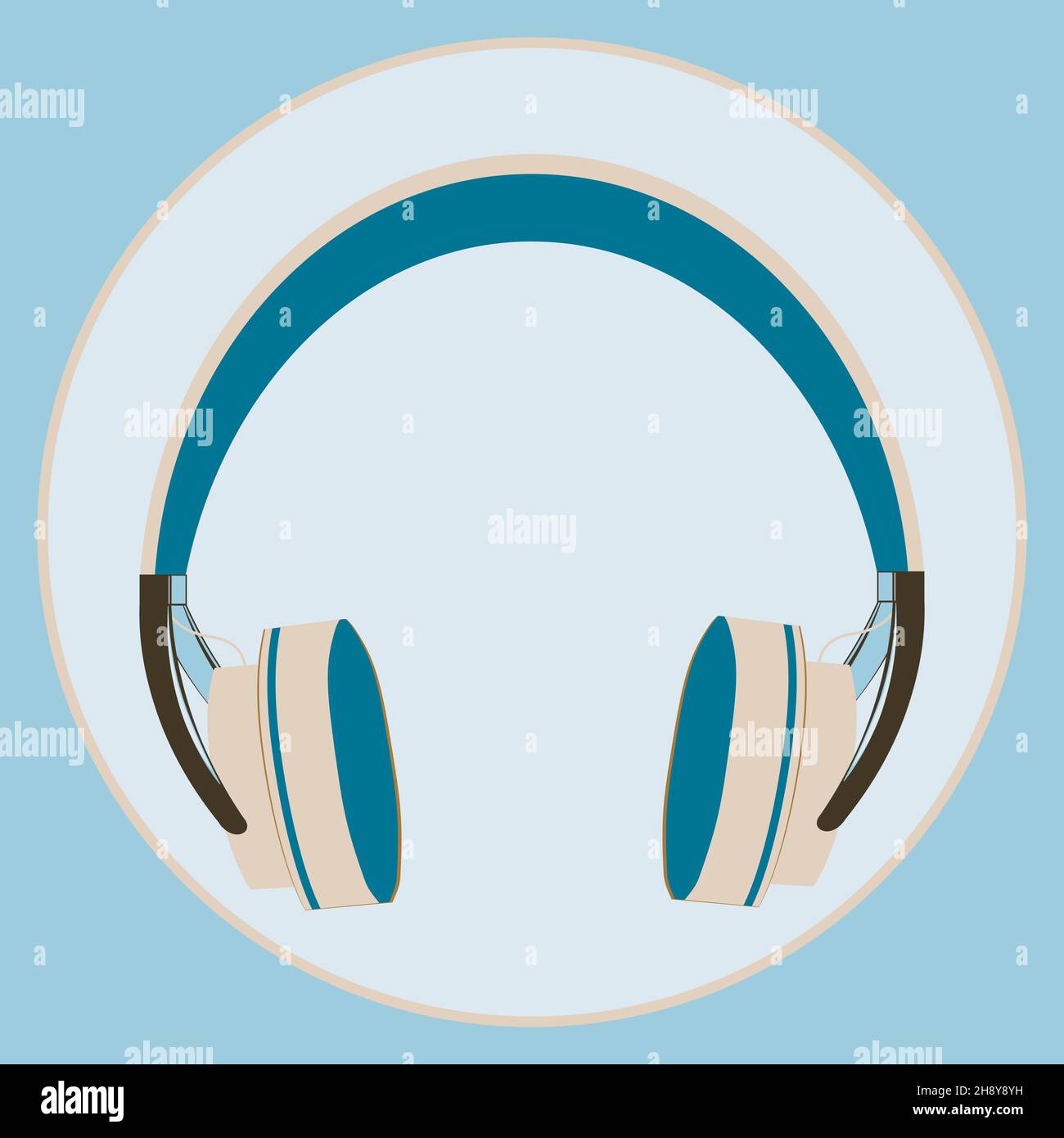 Illustration on a square background, square, tile - Headphones. Design ...