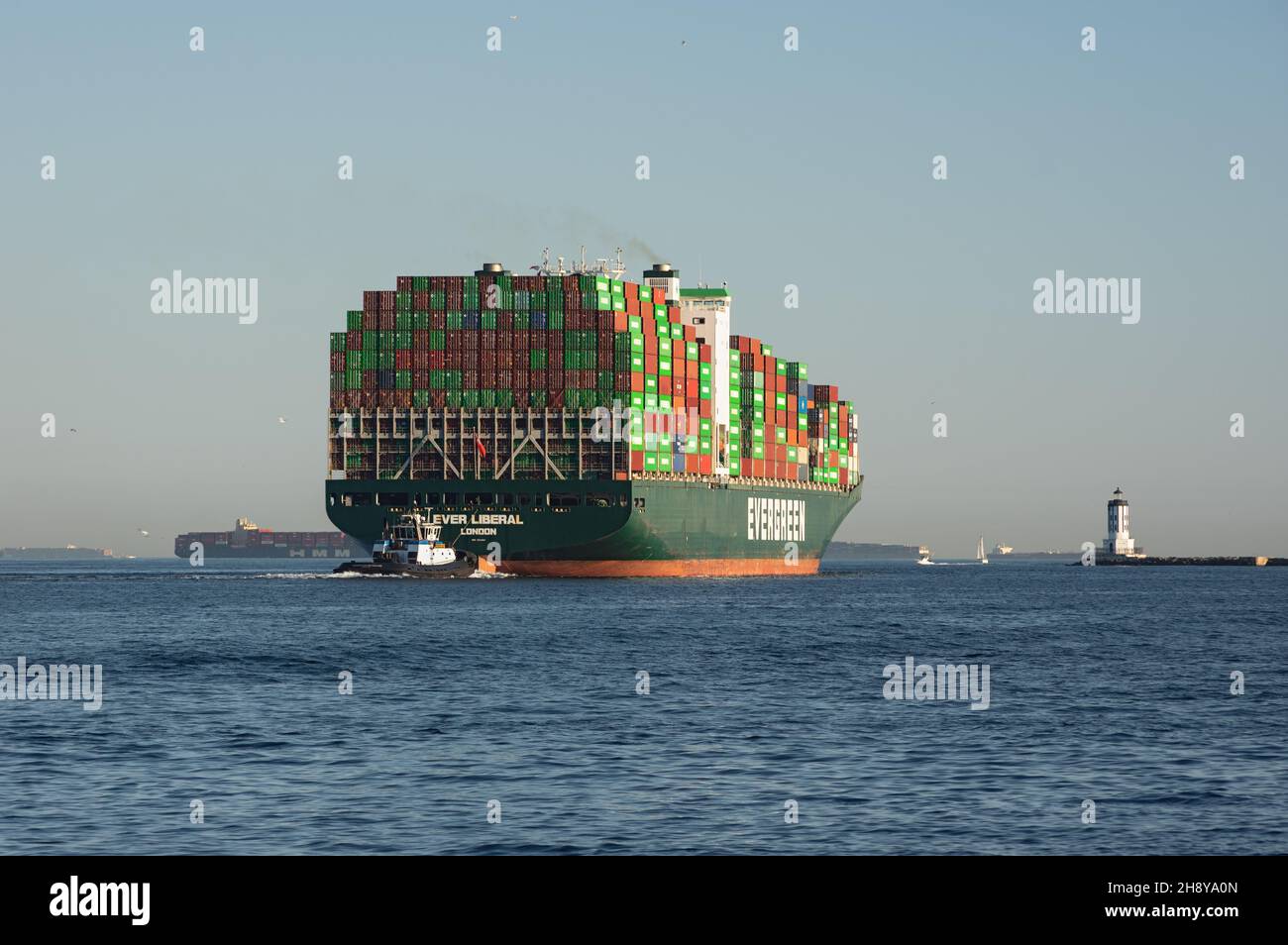 Evergreen Marine Corporation container ship, Ever Liberal, shown ...