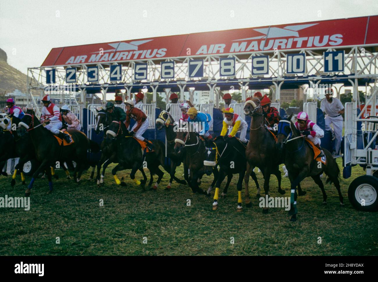 Start at the horse races of Port Louis Stock Photo