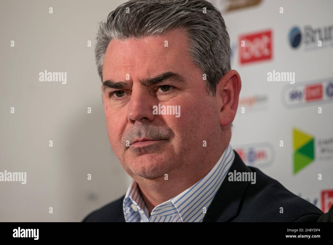 HARTLEPOOL, GBR. DEC 2ND. Hartlepool United's director Adrian Bevington speaks to the press regarding the appointment of Graeme Lee as manager at Victoria Park, Hartlepool on Thursday 2nd December 2021. (Credit: Mark Fletcher | MI News) Credit: MI News & Sport /Alamy Live News Stock Photo