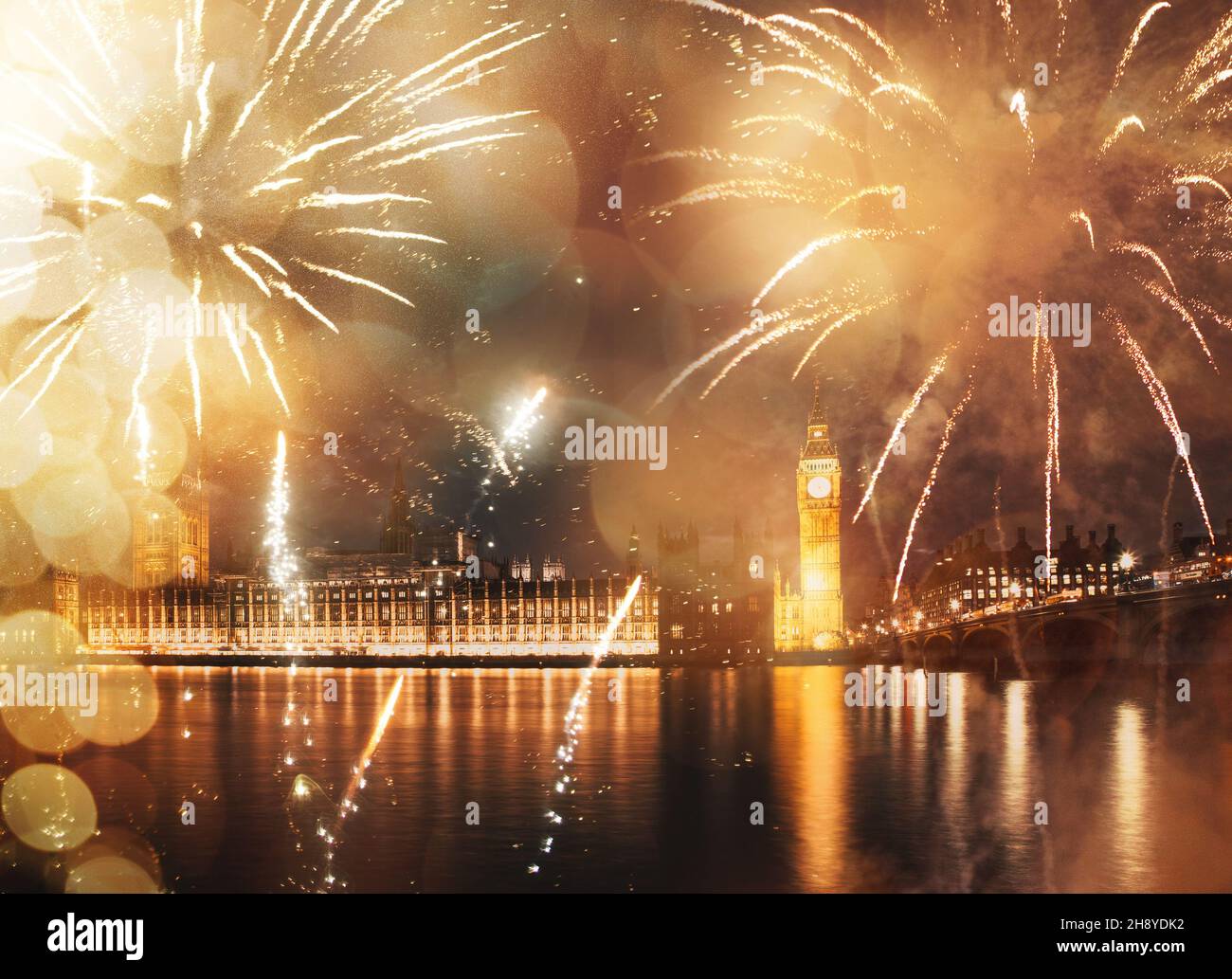 fireworks over Big Ben New Year celebrations in London, UK Stock Photo - Alamy